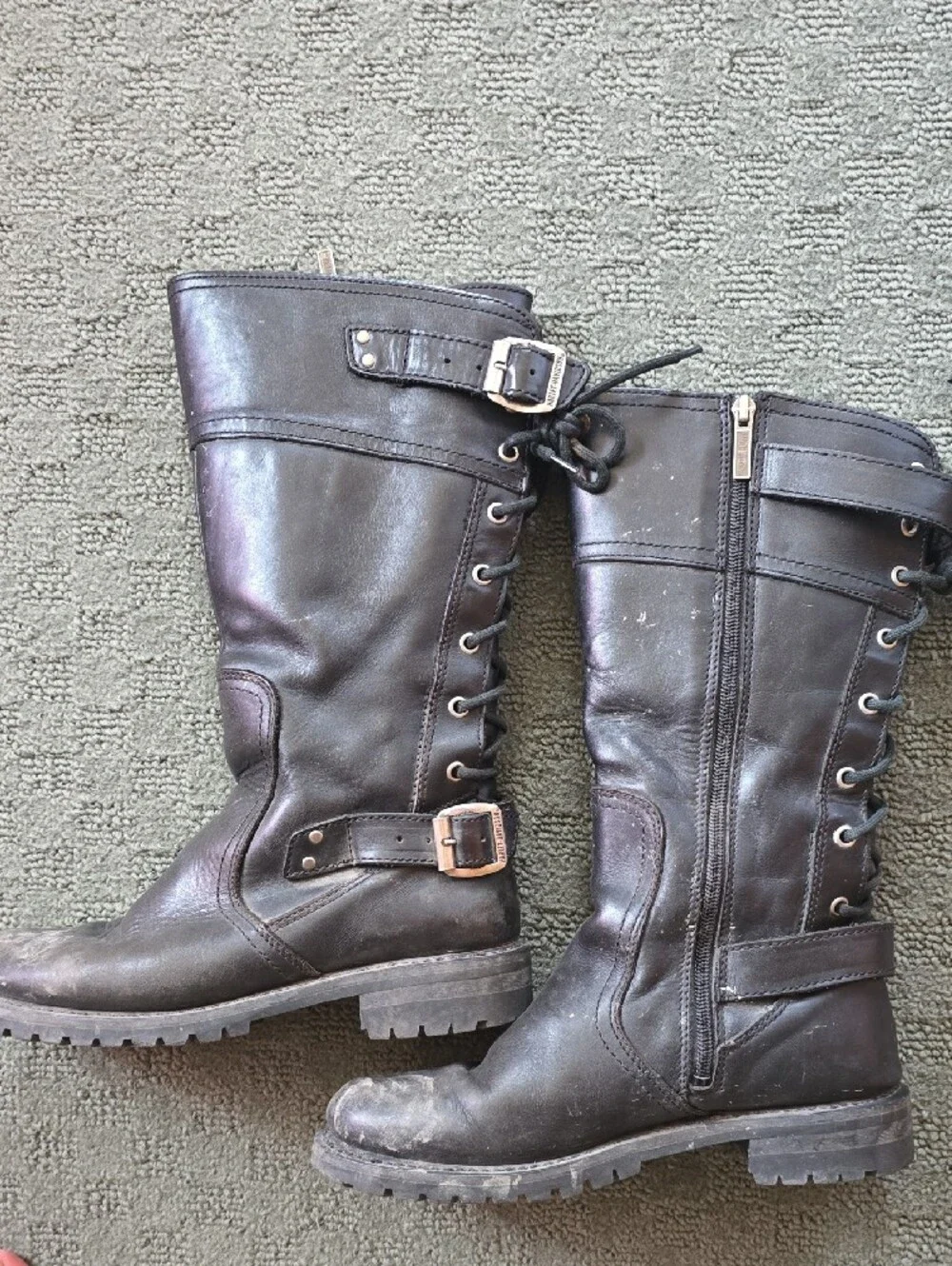 Harley-Davidson Tall Black Leather Motorcycle Boots - Picture 2 of 6